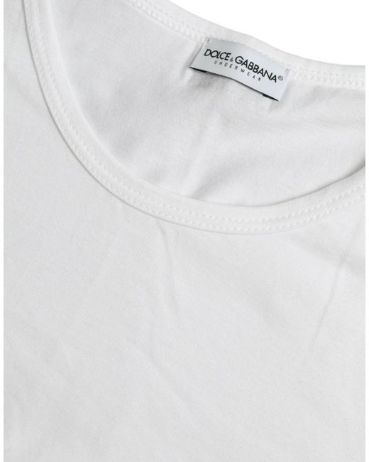 Dolce & Gabbana White Cotton Round Neck Crewneck Underwear T-Shirt for men