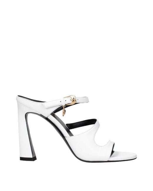 Versace White Leather Stiletto Heel Sandals