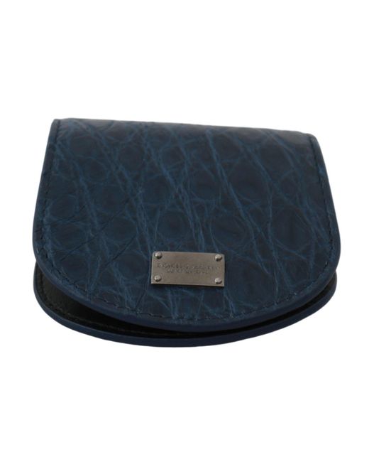 Dolce & Gabbana Blue Holder Pocket Wallet Exotic Skin Condom Case for men