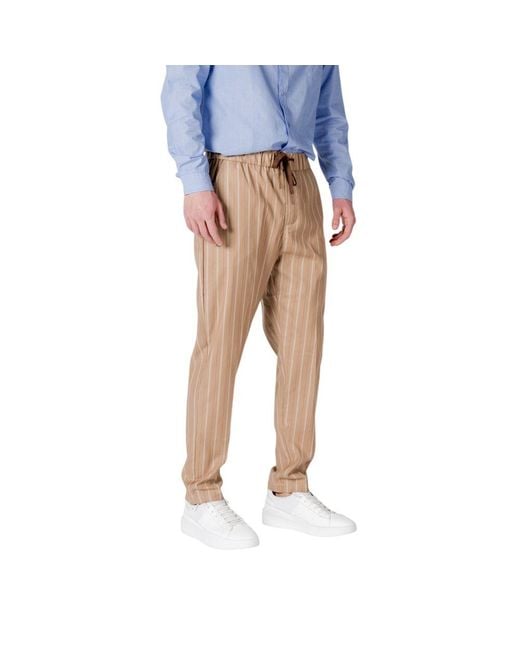 Gianni Lupo Blue Beige Polyester Pants for men