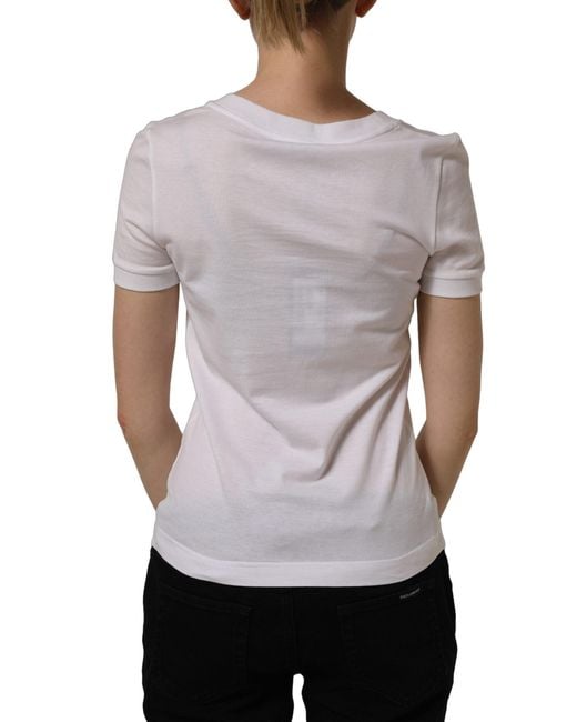 Dolce & Gabbana Multicolor White Crystal Embellished Cross Top T