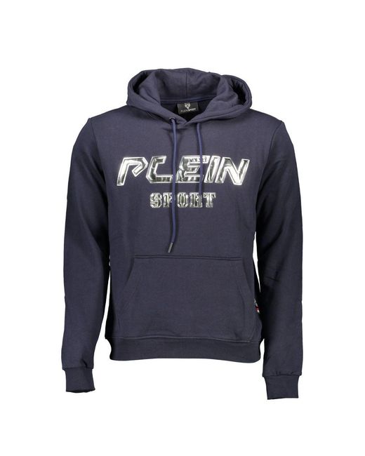 Philipp Plein Blue Cotton Hooded Sweatshirt for men