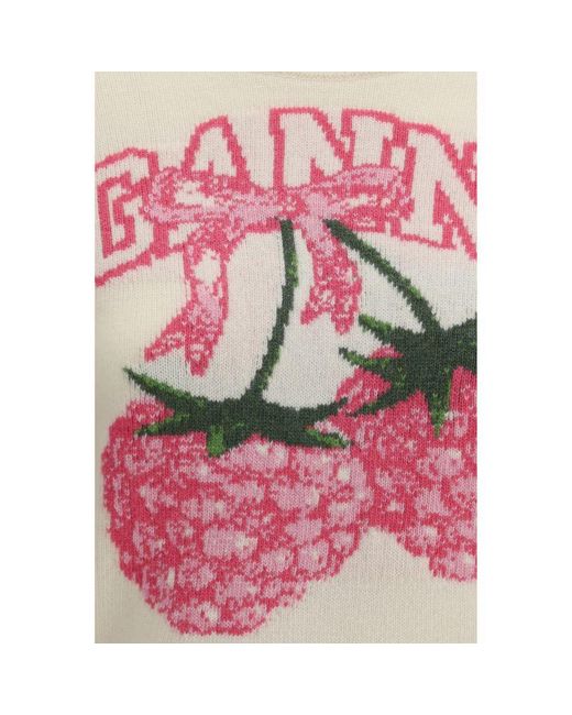 Ganni White Beige Wool Oves Aries Sweatshirt