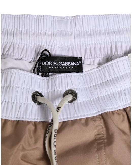Dolce & Gabbana Brown Polyester Re-Edition Shorts Swimwear for men