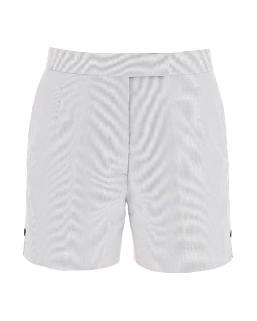 Thom Browne Gray Shorts With Pincord Motif