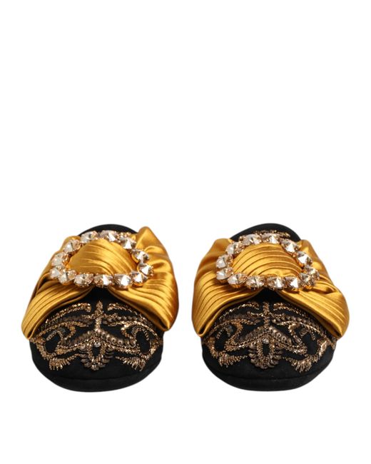 Dolce & Gabbana Multicolor Embellished Flat Sandals Shoes