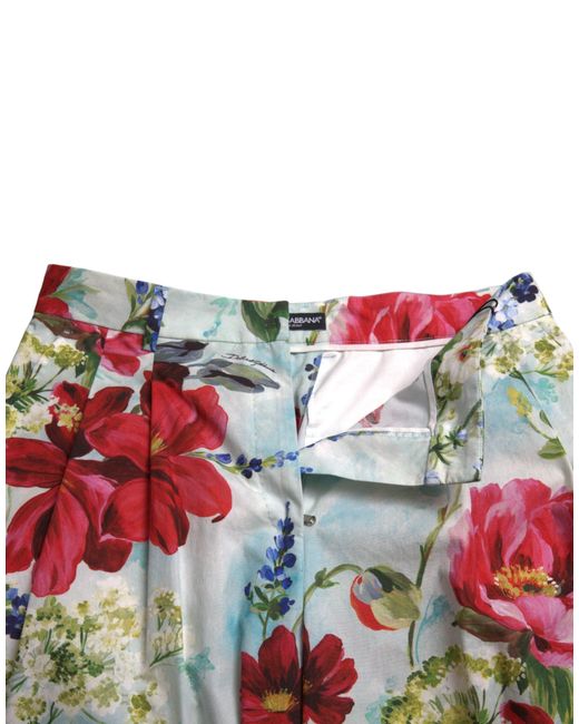 Dolce & Gabbana Multicolor Floral High Waist Wide Leg Pants