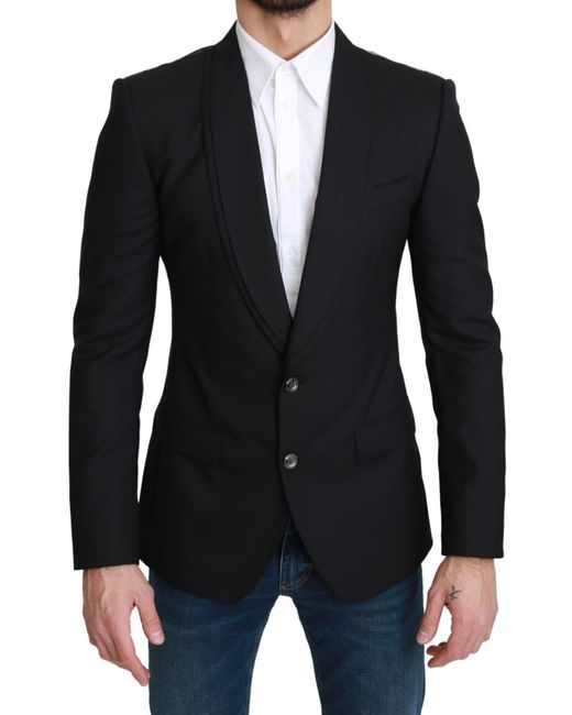 Dolce & Gabbana Dolce Gabbana Black Single Breasted Formal Wool Blazer for men