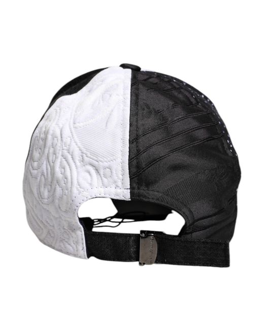 Dolce & Gabbana White Black Polka Dot Feathers Baseball Cap for men