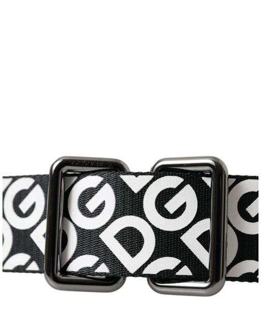 Dolce & Gabbana Black Leather Buckle Canvas Belt for men