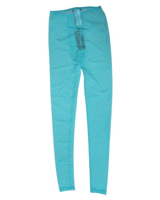 Dolce & Gabbana Blue Nylon Logo Lace Leggings Pants Underwear Elastane