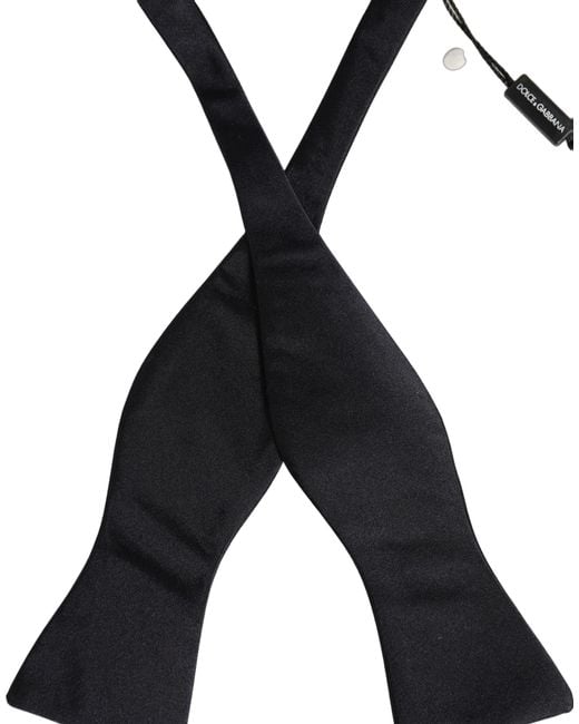 Dolce & Gabbana Men Black 100% Silk Adjustable Neck Papillon Bow Tie for men