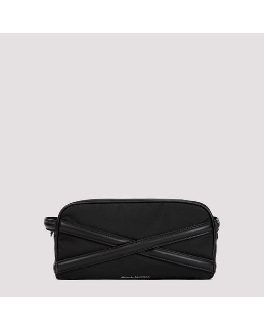 Alexander McQueen Black Leather Wash Bag for men