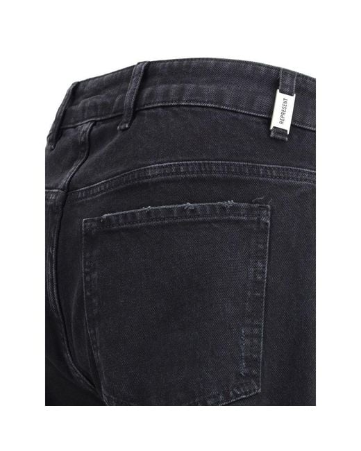 Represent Blue Cotton Straight-Leg Jeans for men