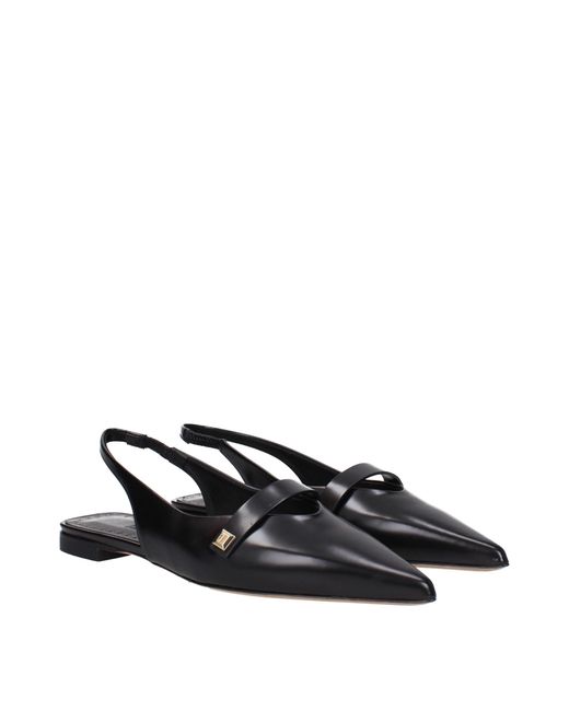 Max Mara Black Leather Ballet Flats