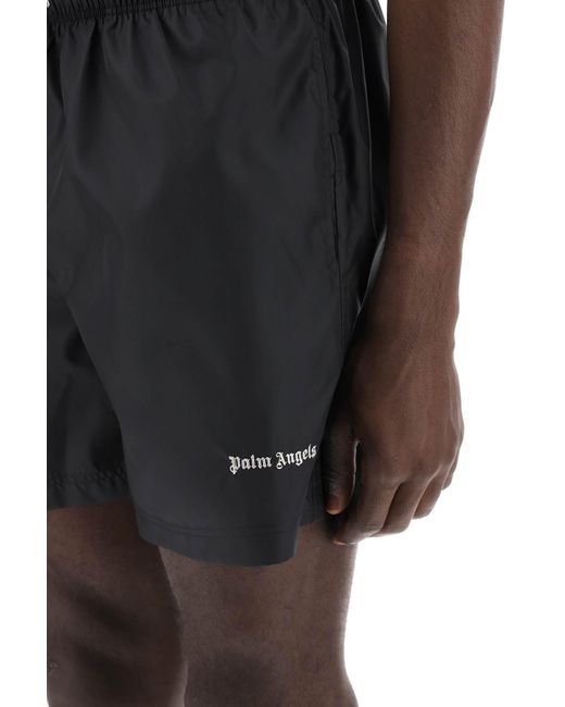 Palm Angels Black Embroidered Logo Sea Bermuda Shorts