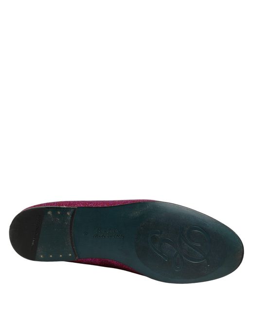 Dolce & Gabbana Purple Pink Glitter Lurex Logo Dress Loafers Shoes for men