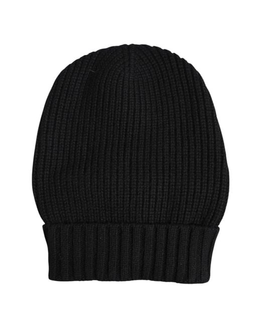 Dolce & Gabbana Black Cashmere Knitted Winter Beanie Hat for men