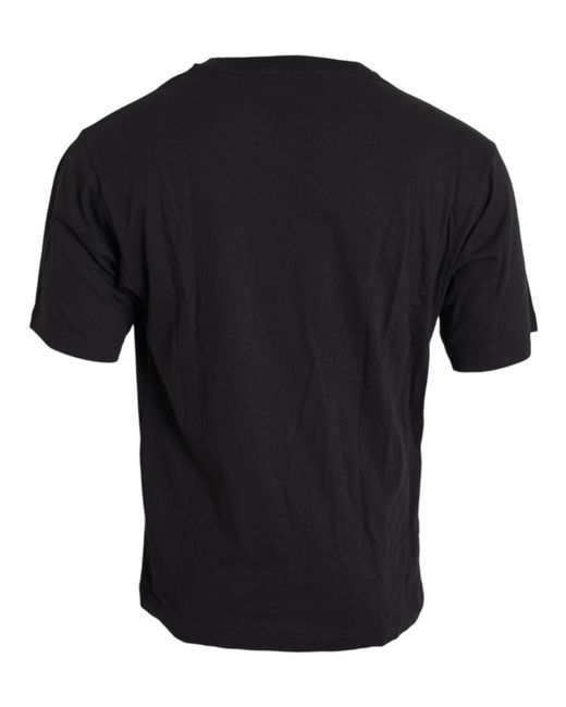 Dolce & Gabbana Black Printed Pocket Cotton Crewneck T-Shirt for men
