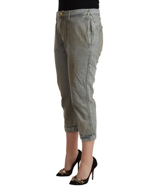 CYCLE Gray 100% Cotton Mid Waist Skinny Cropped Pants