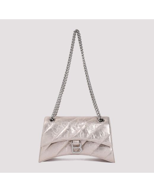 Balenciaga Natural Stone Beige Crush Chain Leather Handbag