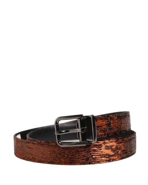 Dolce & Gabbana Brown Classic Polyester Metal Buckle Belt Me Calf Leather for men
