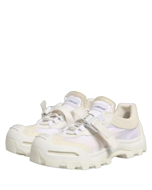 Dolce & Gabbana White Airmaster Panelled Low Top Sneakers Shoes Nylon Suede for men