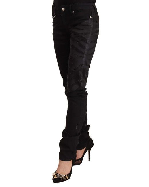 Just Cavalli Black Elegant Slim Fit Embellished Jeans