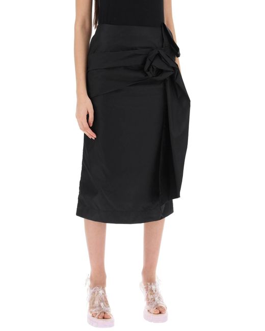 Simone Rocha Black Pencil Skirt With Floral Applique