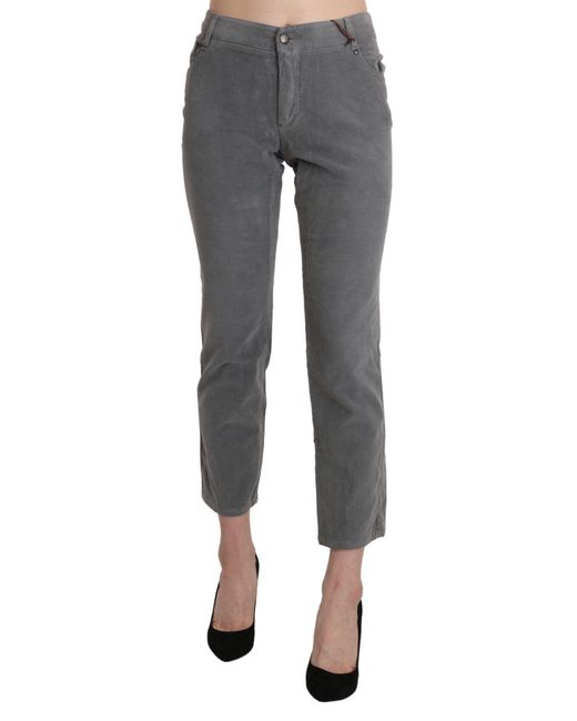 Ermanno Scervino Black Cropped Cotton Stretch Trouser Pants
