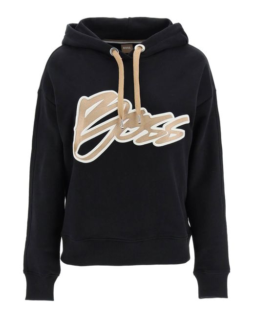 Boss Black Logo Embroidered Hoodie