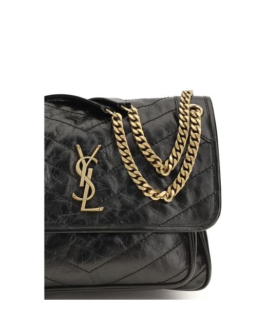 Saint Laurent Black Calf Leather Bos Taurus Shoulder Bag
