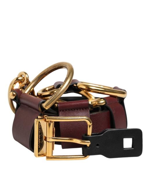Dolce & Gabbana Multicolor Brown Key Ring Clip Attachments Buckle Belt for men