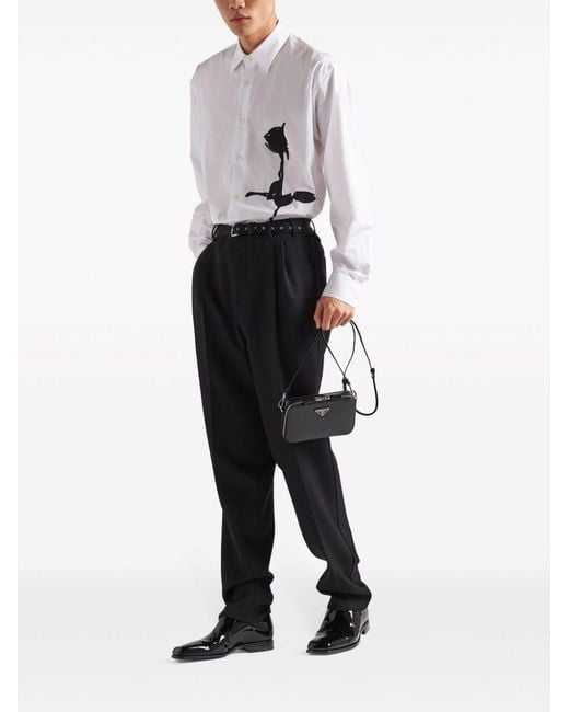 Prada Black Small Brique Brushed Crossbody Bag for men