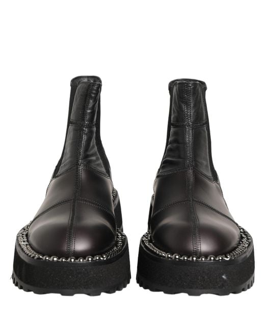 Dolce & Gabbana Black Chelsea Boots Leather Slip On Men Shoes for men