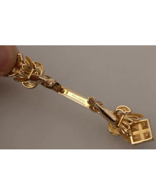 Dolce & Gabbana Black Gold Plated 925 Sterling Silver Crystal Collar Stop Brooch for men