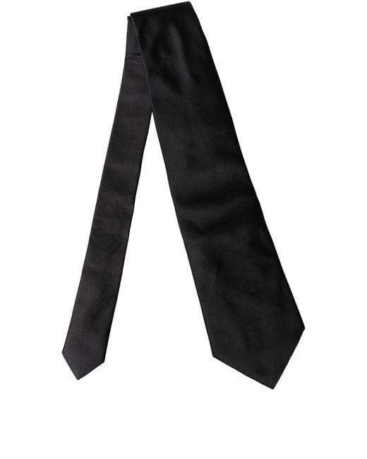 Dolce & Gabbana Black Solid Satin Silk Adjustable Neckwomen's Tie