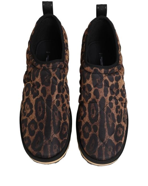 Dolce & Gabbana Gray Brown Leopard Print Quilted Men Sneakers Shoes for men