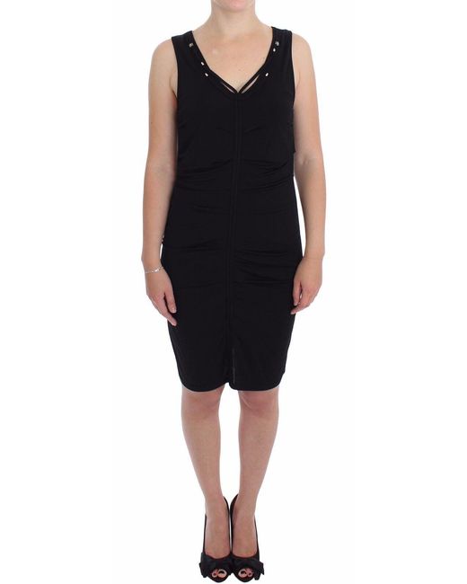 Rocco Barocco Black Stretch Wiggle Pencil Sheath Bodycon Dress