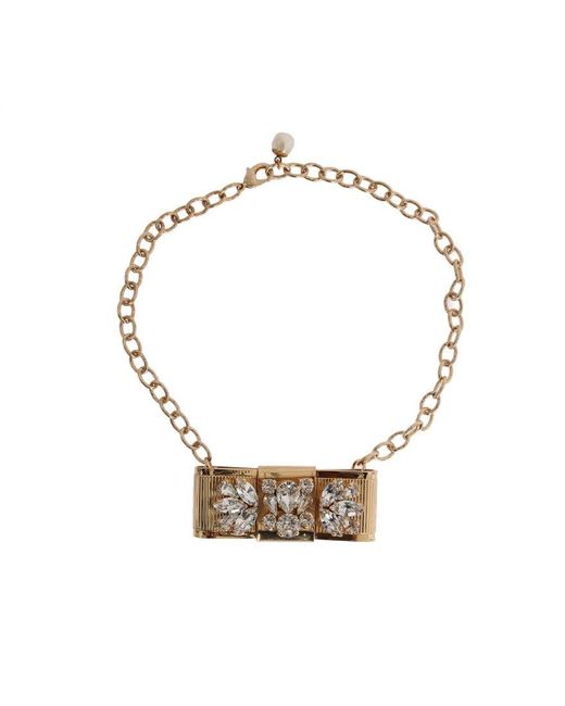 Dolce & Gabbana Black Elegant Gold Crystal Statement Choker