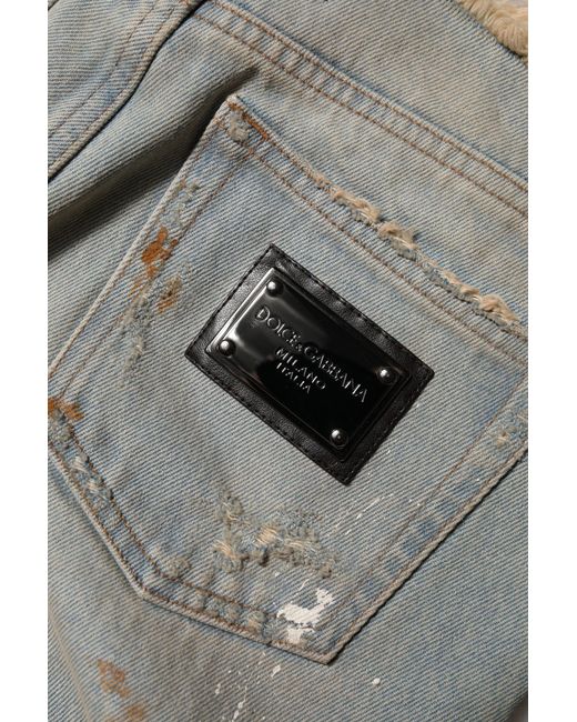 Dolce & Gabbana Gray Light Blue High Waist Skinny Denim Jeans for men