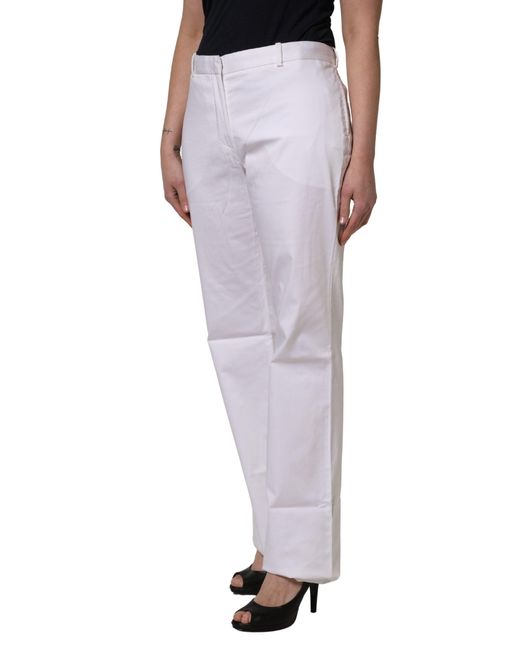 Gianfranco Ferré Gray White Mid Waist Straight Chino Trouser Pants