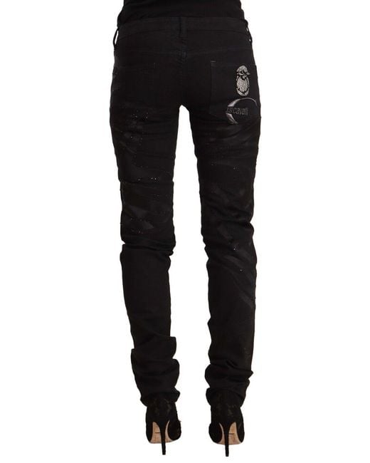 Just Cavalli Black Elegant Slim Fit Embellished Jeans