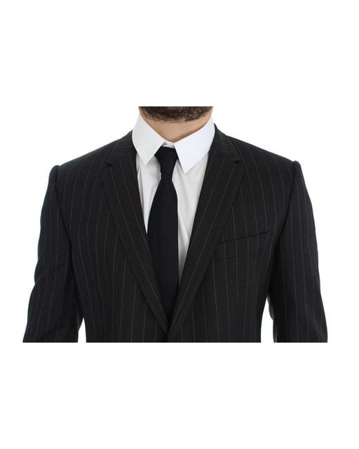 Dolce & Gabbana Multicolor Striped Slim Fit Wool Blazer Gray Gtt10078 for men