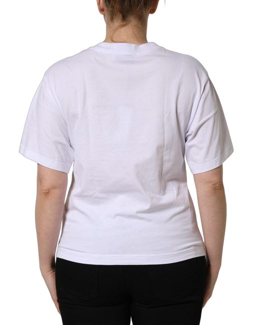 Dolce & Gabbana White Cotton Dg Logo Patch Crew Neck T