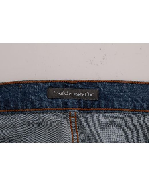 Frankie Morello Blue Wash Torn Dunfermile Slim Fit Jeans for men