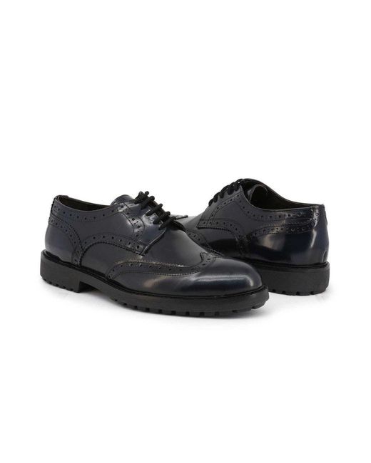 DUCA DI MORRONE Blue Men Abrasivato Leather Lace Up Shoes for men