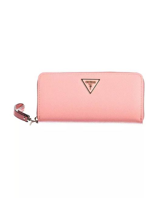 Guess Chic Pink Zip Wallet With Contrasting Details