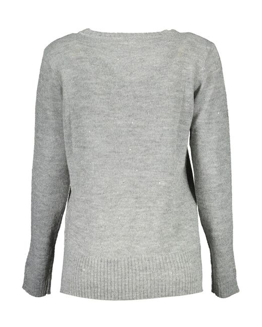 U.S. POLO ASSN. Gray Elegant Long-Sleeved V-Neck Sweater
