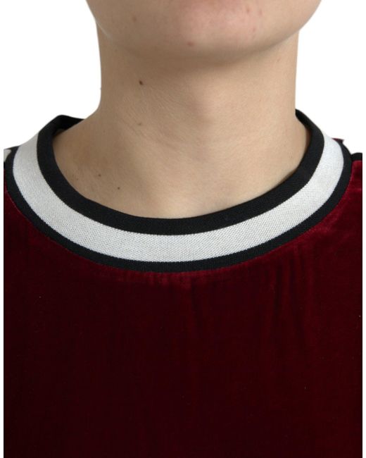 Dolce & Gabbana Black Velvet Round Neck Pullover Sweater